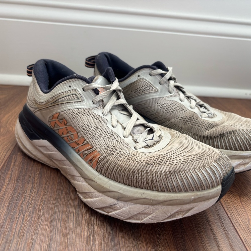 Hoka One One Beige and Black Running Shoes